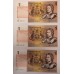 AUSTRALIA 1976 . ONE 1 DOLLAR BANKNOTES . KNIGHT/WHEELER . CONSECUTIVE FIVE
